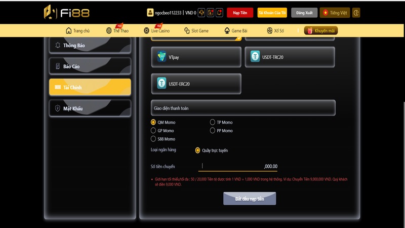 Nạp tiền Fi88 - Chi tiết hướng dẫn cho người mới nhập môn 2 Nạp Tiền Fi88 Thông Qua Hình Thức Ví Điện Tử Chỉ Với 3 Bước Nhanh Chóng